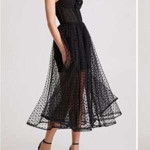 Strapless Black Polka Dot Midi Dress
